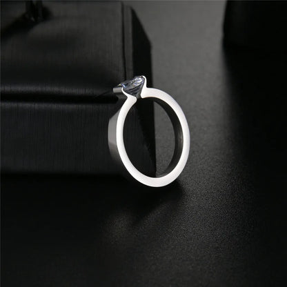 Elegant Zircon Crystal Stainless Steel Ring for Weddings and Engagements