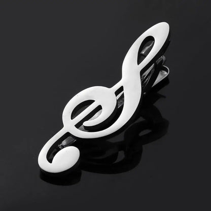 Creative Treble Clef Guitar Tie Clip for Men Titanium Steel Music Accessory Style 4