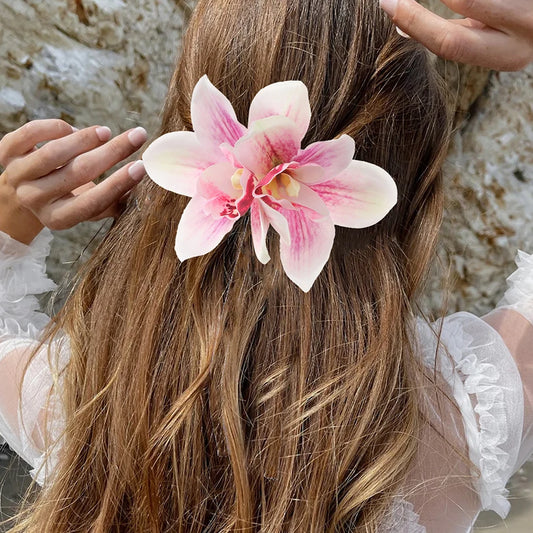 Bohemian Orchid Flower Hair Clips for Women Bridal Beach Wedding Hair Accessories