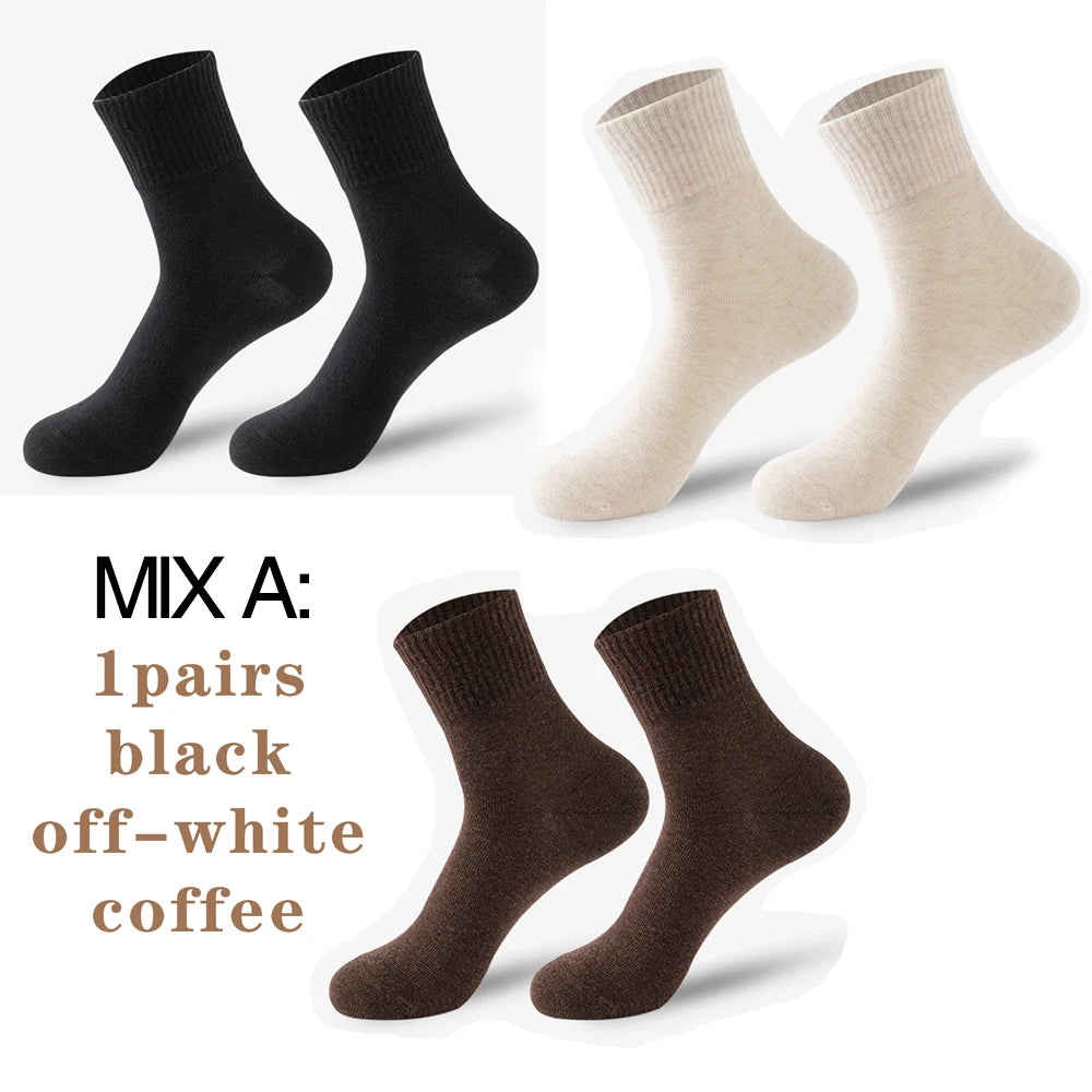 3 Pairs Womens All Season Cotton Cushion Mid Calf Socks