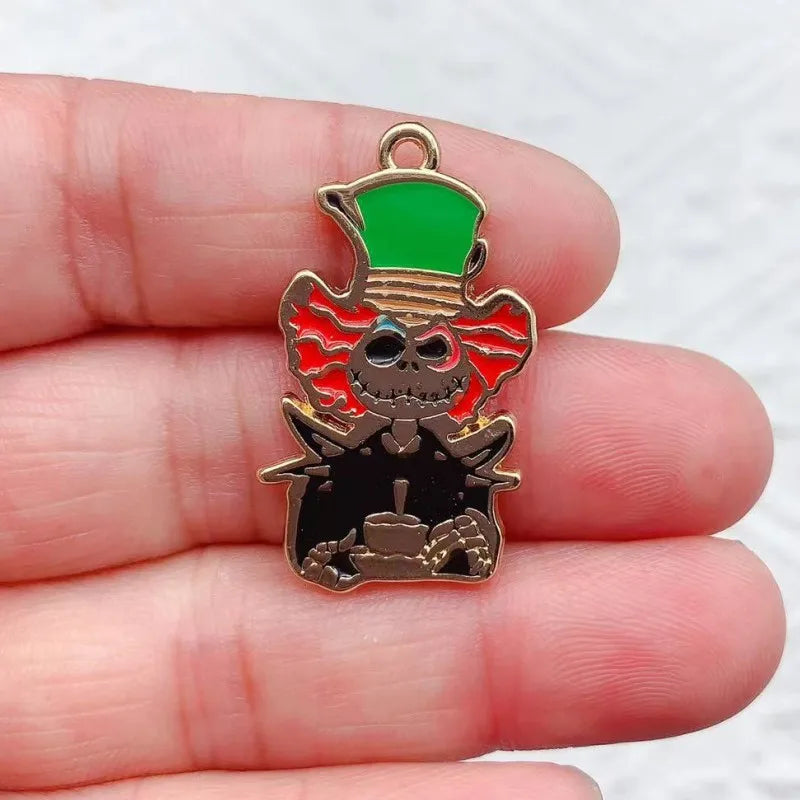 10 Piece Halloween Horror Character Dripping Oil Alloy Pendant Set for DIY Jewelry Accessories