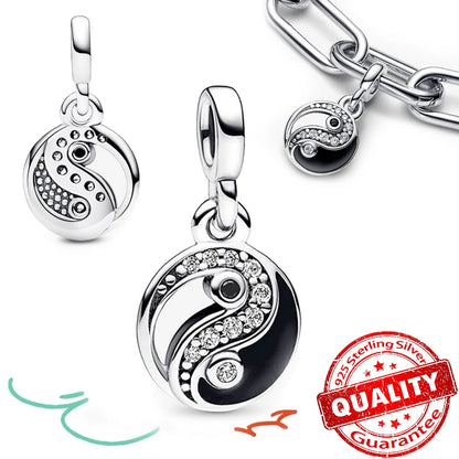 Elegant 925 Sterling Silver Pearl Heart Key Pendant for Bracelets and Necklaces FCC232