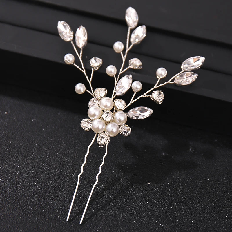 Elegant Crystal Pearl Rhinestone Hairpins for Women Bridal Party Accessories