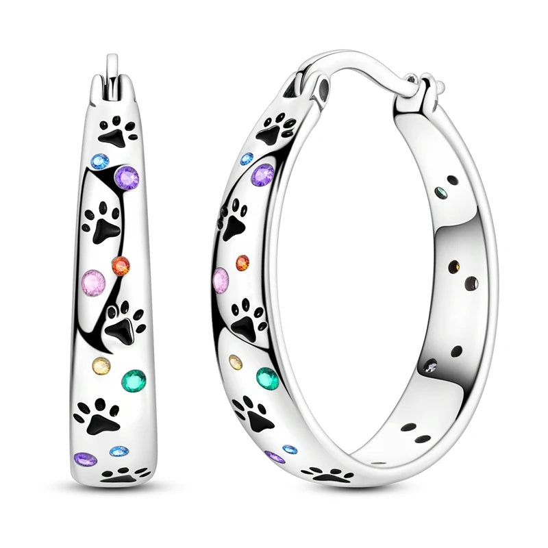 925 Sterling Silver Zirconia Hoop Earrings for Women Engagement Birthday Gift KTE455
