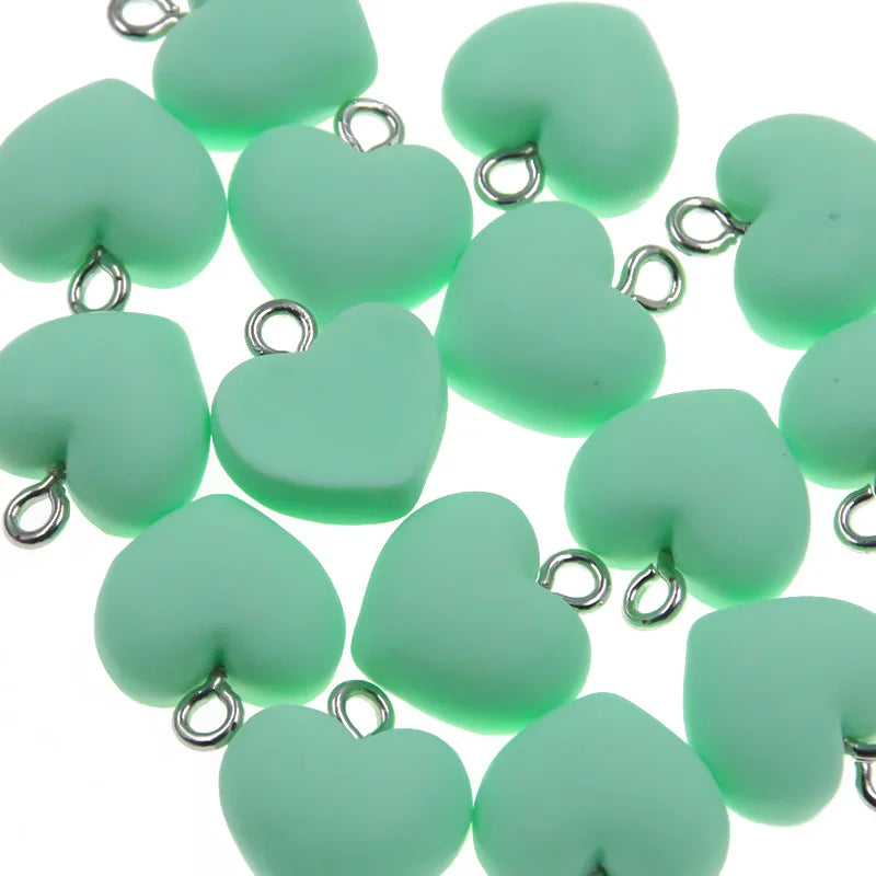 Sweet Bell 9 Color Resin Heart Charms Set for DIY Jewelry and Accessories