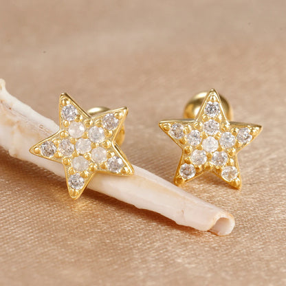 2Pcs Helix Ear Piercing Stud Earrings for Women Zircon Heart Star Moon Tragus Accessories Jewelry Gift