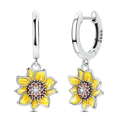 925 Sterling Silver Tulip Hoop Earrings with Dragonfly Firefly Bow Shell Conch and Turtle Designs Fine Jewelry Gifts for Women
