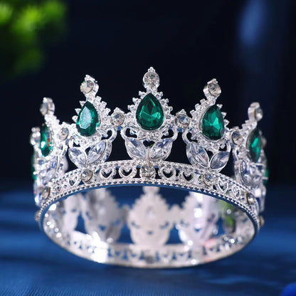 Elegant Baroque Rhinestone Crown Headdress for Weddings and Celebrations