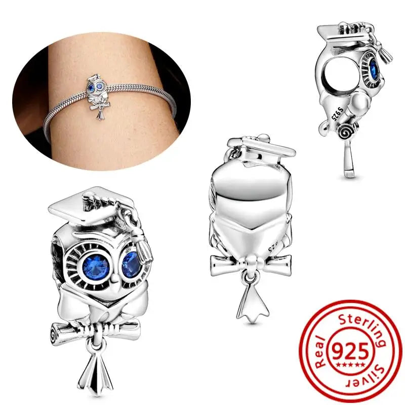 925 Sterling Silver Animal Charms Bracelet Beads with Zircon - Unicorn, Squirrel, Elephant Y271