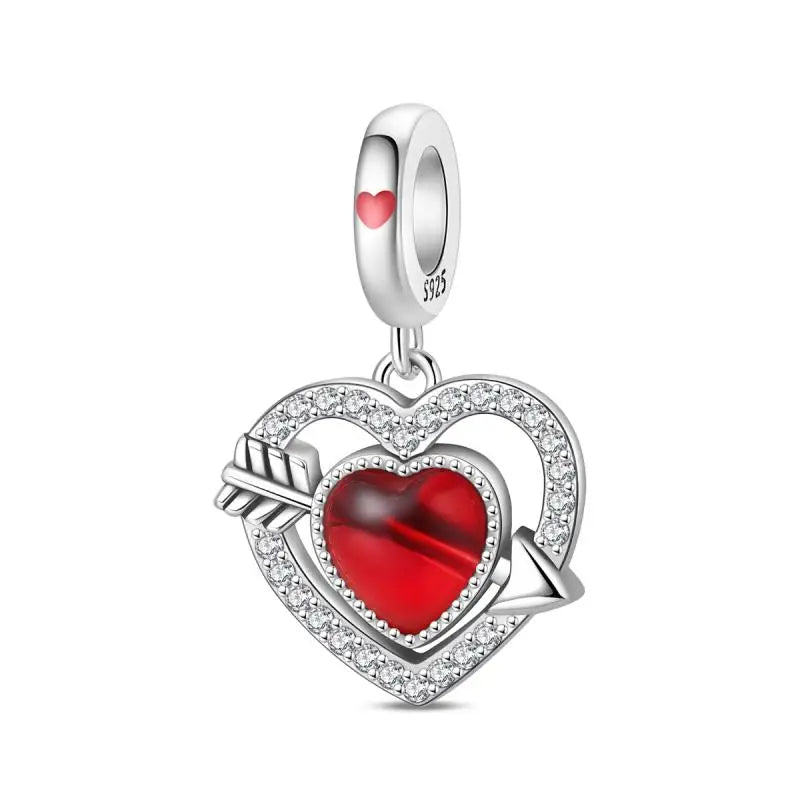 Genuine 925 Sterling Silver Heart Charm Bead for Mother's Day Bracelet Gift