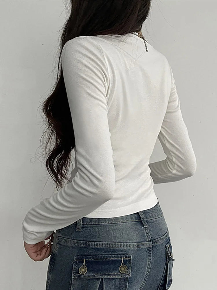 Square Collar Knit Crop Top With Lace Bow For Women