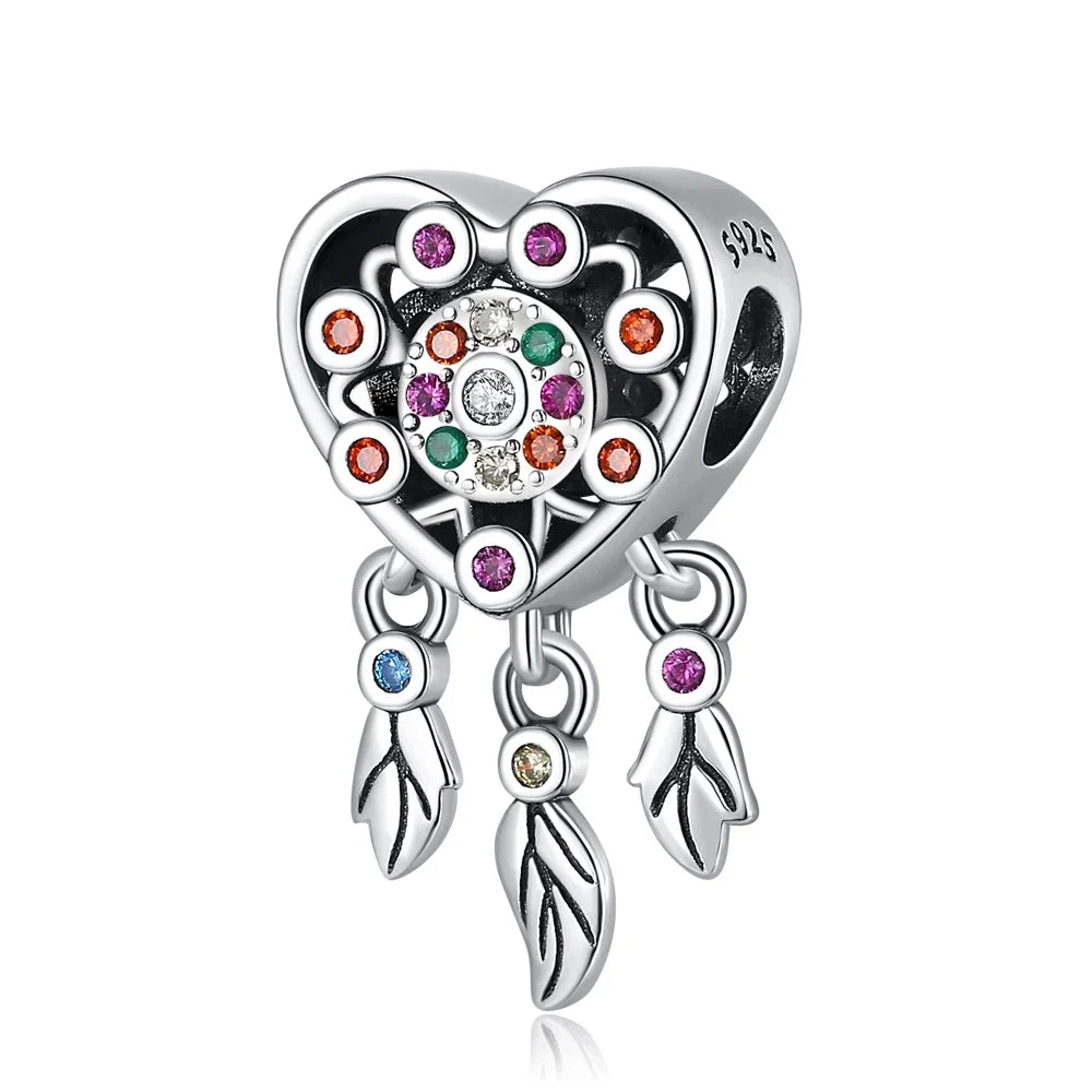925 Sterling Silver Colorful Dreamcatcher and Hot Air Balloon Charms for DIY Necklace and Bracelet Jewelry