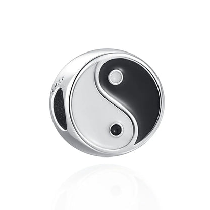 Yinyang Flower Clover Pendant 925 Silver Amulet for Bracelets DIY Jewelry Gift B1195