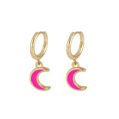 Rose Red Zircon Hoop Earrings for Women Minimalist Dangle Party Jewelry Trend 2025