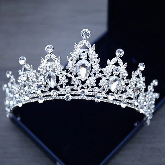 Elegant Crystal Bridal Tiara Crown for Weddings Silver Diadem Veil Headpiece Jewelry