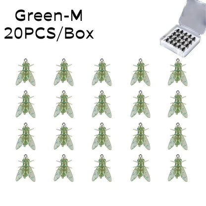 20PCS/Box Bionic Fly Fishing Bait Soft Hook for Salmon Trout Green-12mm