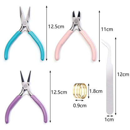Versatile 3-Color Metal Pliers Kit for Jewelry Making and DIY Crafting