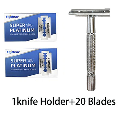 Stainless Steel Double Sided Men's Shaver with Sharp Replaceable Blades Classic Hair Removal Razor