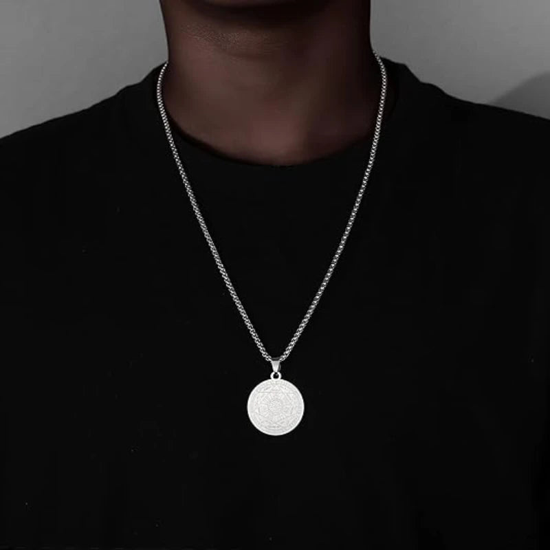 Men's Stainless Steel Seven Archangels Amulet Necklace Spiritual Protection Jewelry