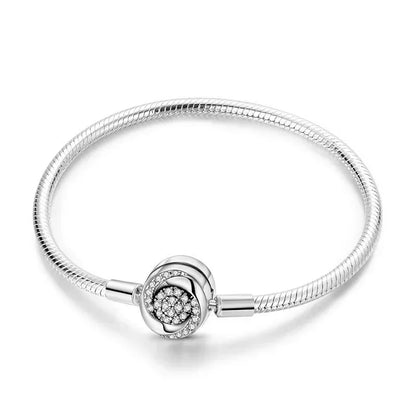 925 Sterling Silver Heart Lock Snake Bone Chain Bangle Women’s Classic Zircon Bracelet Fine Jewelry Party Gift