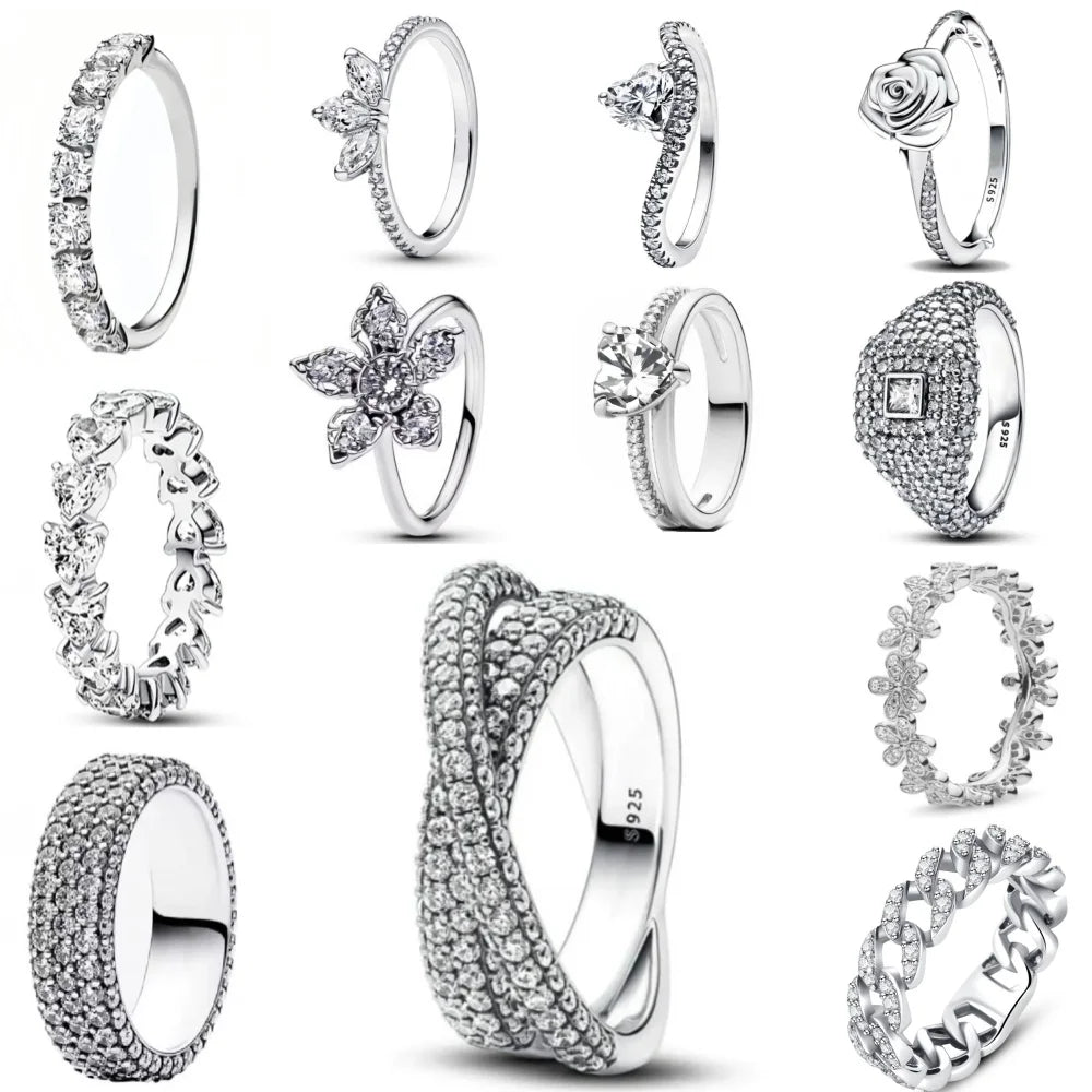 Elegant 925 Sterling Silver Zircon Ring for Women Mother's Day Gift
