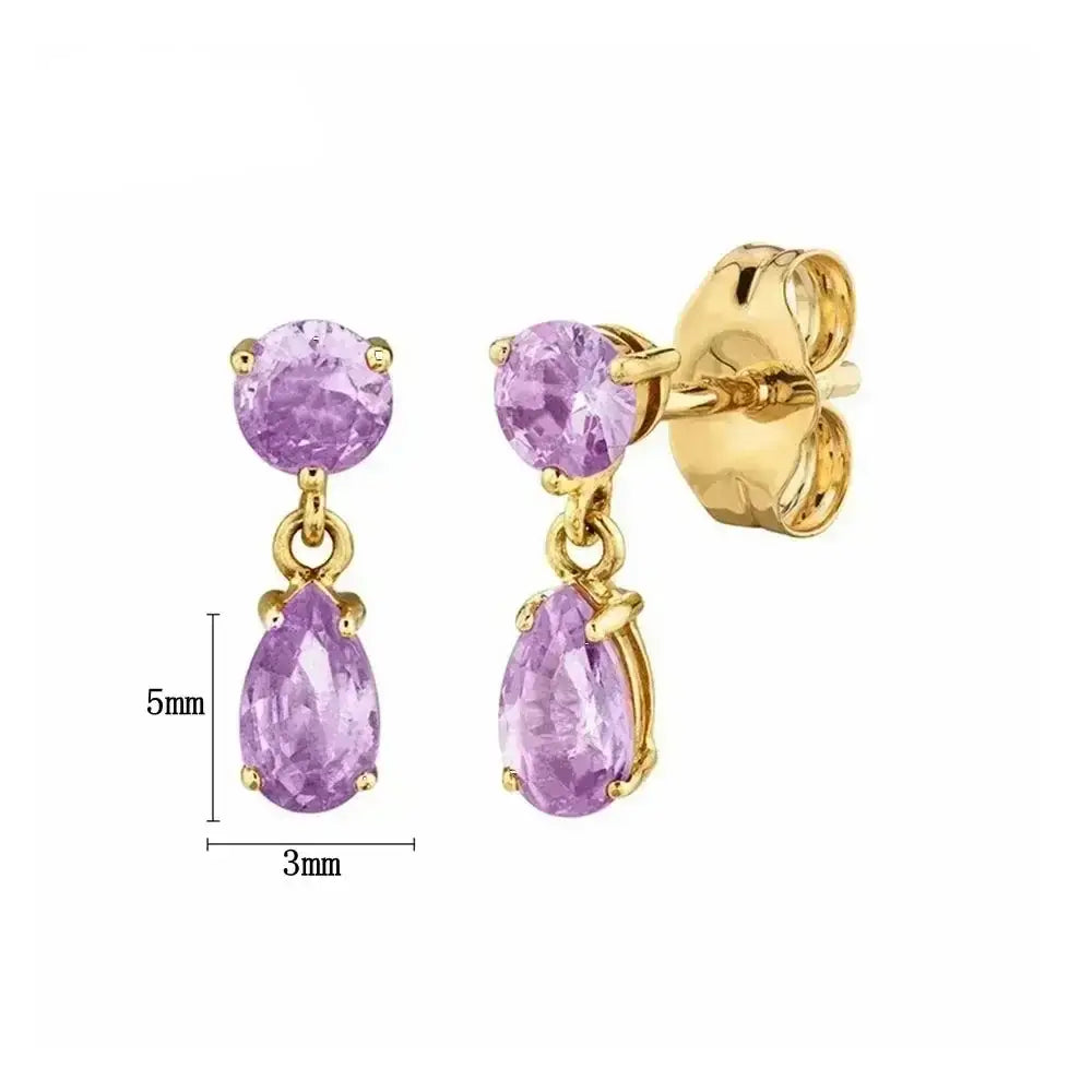 925 Sterling Silver Tiny Stud Earrings Colorful Crystal Luxury Jewelry LN0680-2
