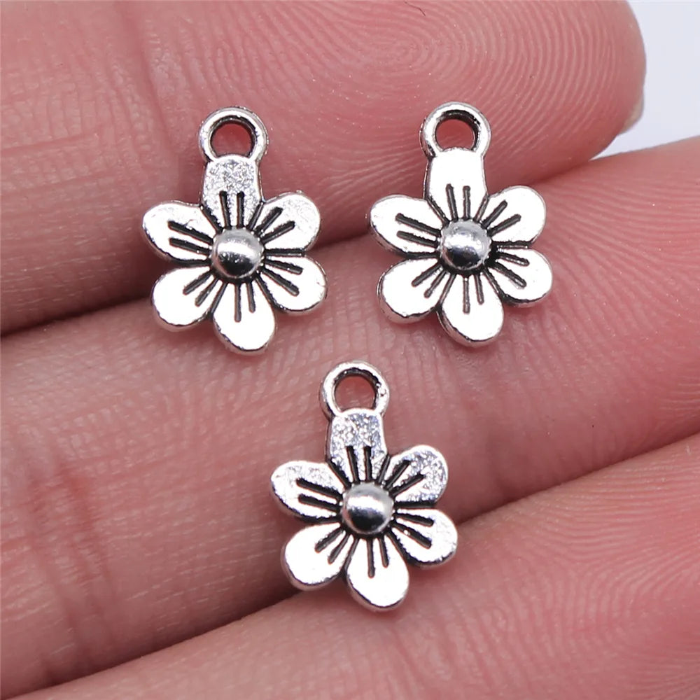 20Pc Antique Silver Sunflower Daisy Charms For Bracelets