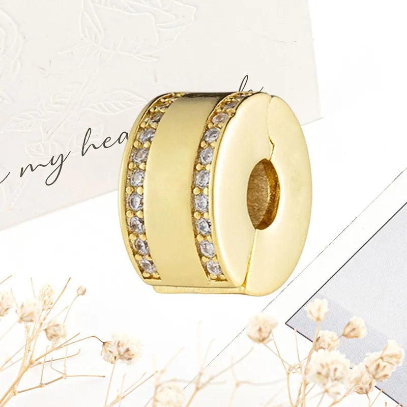 Sparkling Gold Safety Chain Infinity Snake Charm Beads