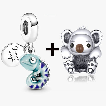 Chameleon and Turtle Pendant Beads for Charm Bracelets Jewelry Gift BD19