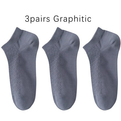 Men Cotton Ankle Socks 3 Pairs Breathable Mesh Lightweight