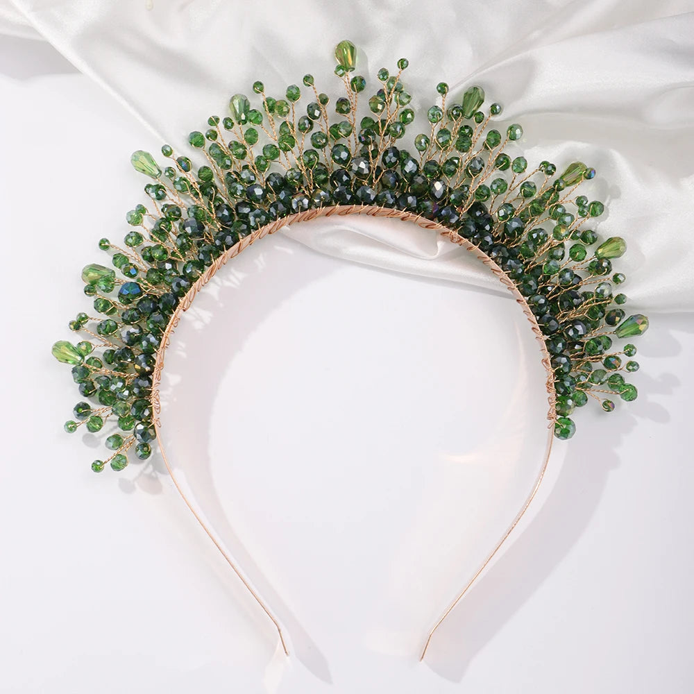 Luxury Crystal Bridal Crown Headband with Silver Diamonds Handmade Wedding Hair Accessories for Elegant Brides and Bridesmaids