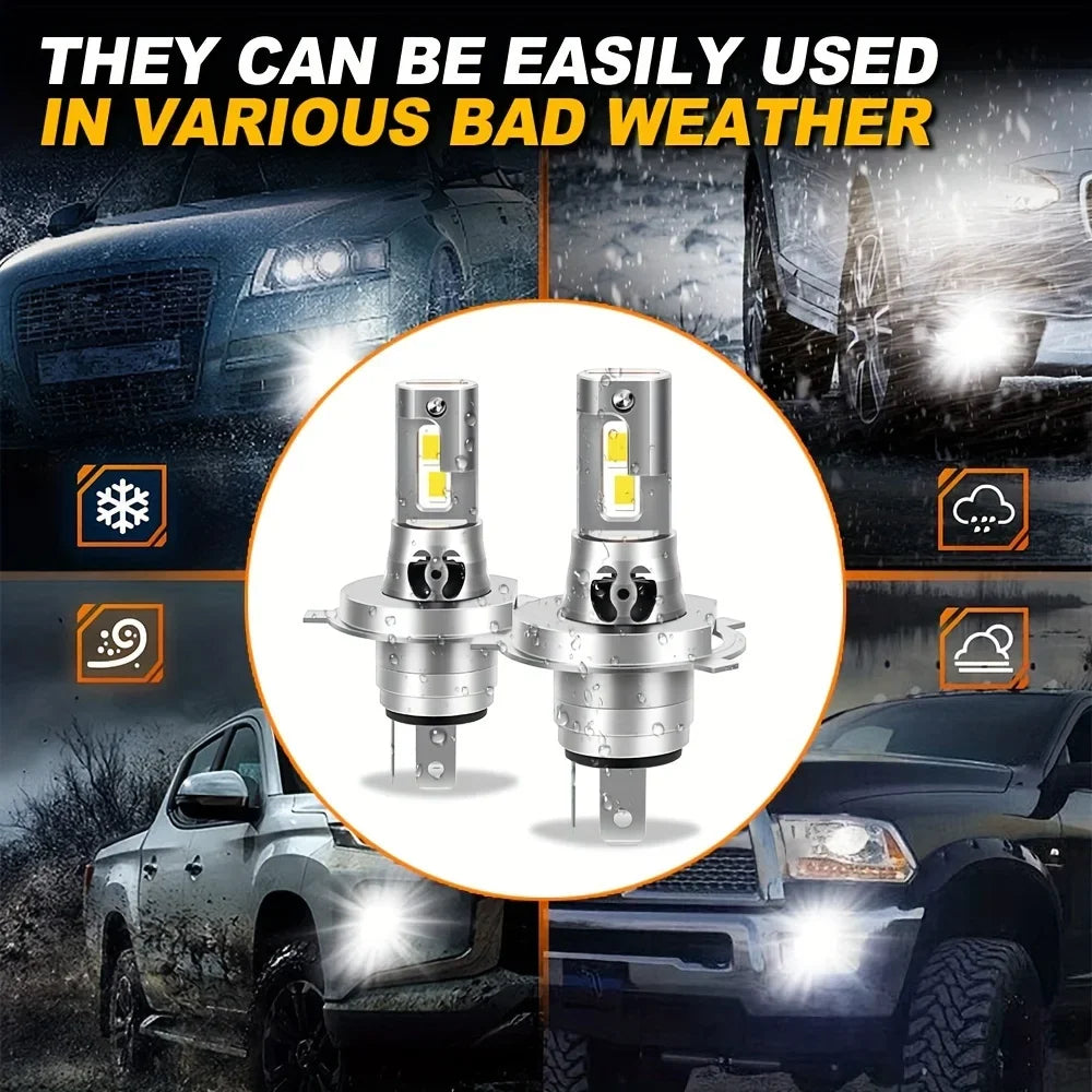 Ultra-Bright LED Headlight Bulbs 9005/HB3 9006/HB4 H11 Canbus Error-Free 800% More Lumens 2-Pack Set