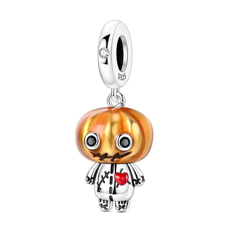 925 Sterling Silver Halloween Charms Pumpkin Ghost Witch Hat Pendant Beads for DIY Bracelet Necklace