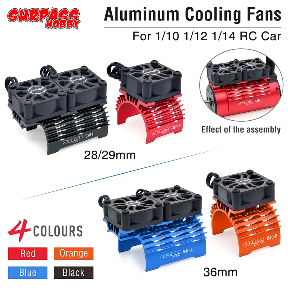 Surpass Hobby RC Motor Fan Cooling Fan Heatsink Metal 28-36mm