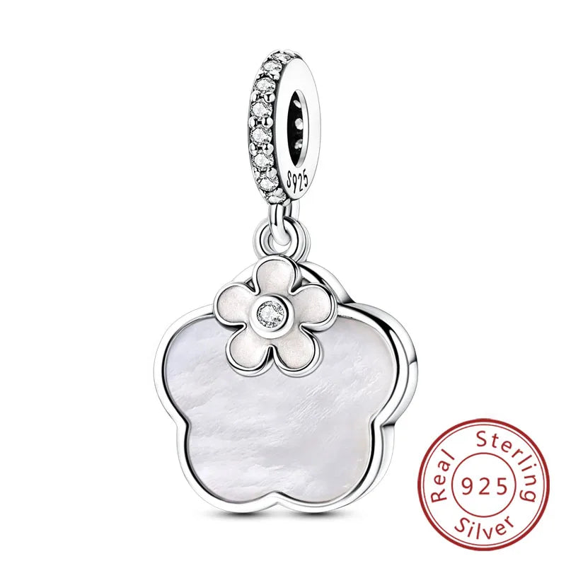 925 Sterling Silver Owl Bow Zircon Charm Beads Pendant