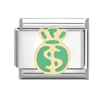 Y2K Green Series Italian Charm Bracelet Links with Camera Woods Flowers Designs in Stainless Steel