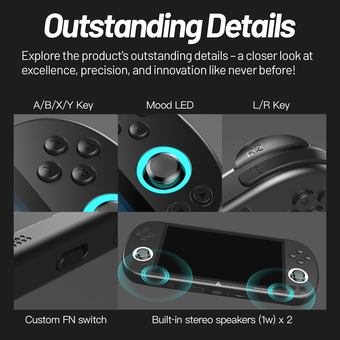 Trimui Smart Pro Handheld Game Console 4.96 Inch IPS Screen Linux Retro Player Joystick RGB Lighting 1280x720 Portable Gaming Gift