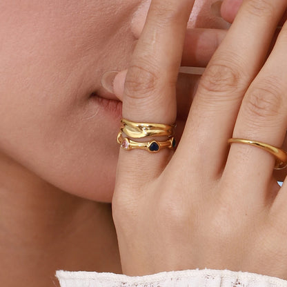 Youthway 18K Gold Plated Colorful Heart Rhinestone Ring for Women