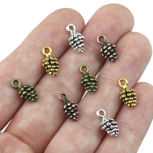 Versatile 3D Pine Cone Charms for DIY Jewelry Making, Set of 20 in Four Elegant Colors