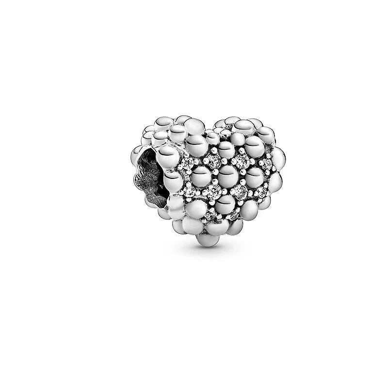 Sparkling Intertwined Love Hearts Charm Beads for 925 Sterling Silver Bracelet