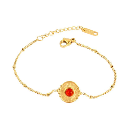Vintage Stainless Steel Bracelet for Women with Turquoise Pendant B0434