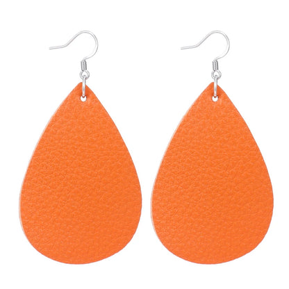 Elegant Faux Leather Teardrop Earrings for Women Lightweight Dangle Fashion Jewelry
