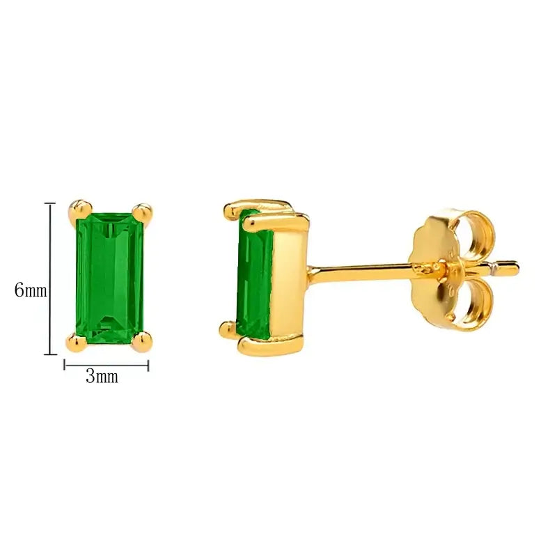 925 Sterling Silver Tiny Stud Earrings Colorful Crystal Luxury Jewelry LN0175-5