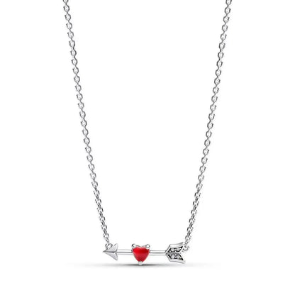 925 Silver Heart Arrow Jewelry Set with Colorful Zircon Sparkling Ring Earrings and Necklace Valentines Day Gift for Women