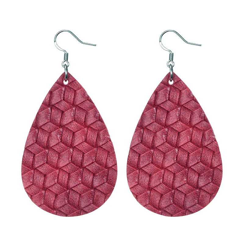 Elegant Faux Leather Teardrop Earrings for Women Lightweight Dangle Fashion Jewelry