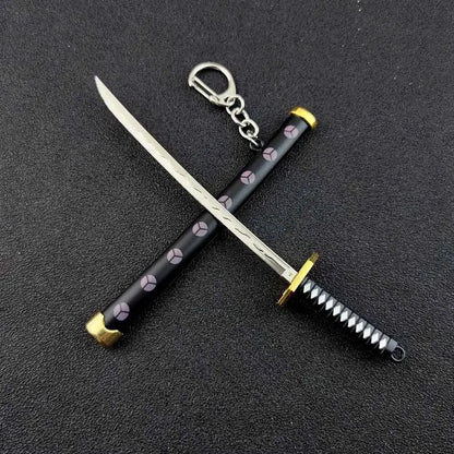 Mini Zoro Samurai Sword Keychain Top Rated Anime Accessory for Cosplay and Gifts K769-pink-black