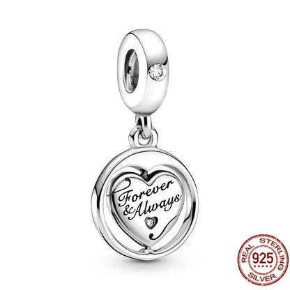 Original 925 Sterling Silver Linked Sister Hearts Openable Heart Locket Dangle Charm Beads for Necklace and Bracelet Jewelry