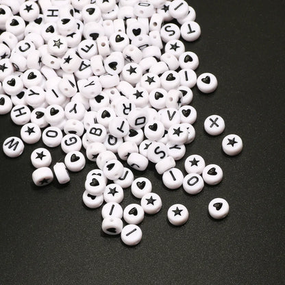 Chic Black Acrylic Beads with Gold Heart Design for Jewelry Crafting