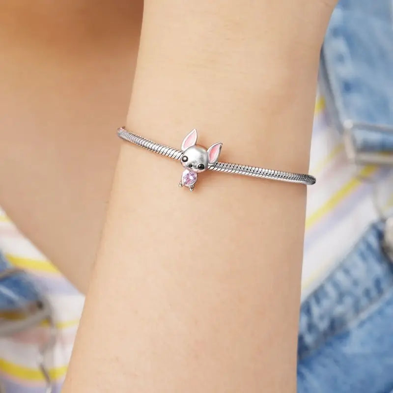 925 Sterling Silver Charm Bracelet With Animal Pendants