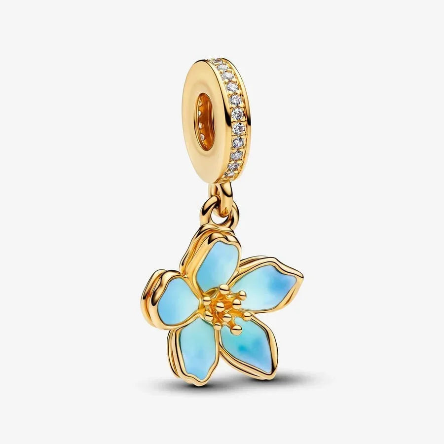 Lucky Four Leaf Clover Dangle Charm Sterling Silver Family Tree Flower Bead Pendant for Bracelets and Necklaces